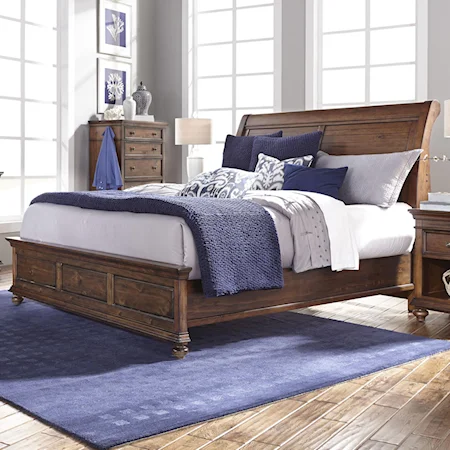 Queen Sleigh Bed with Low Profile